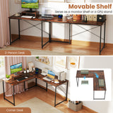 L-Shaped Computer Desk with Power Outlets