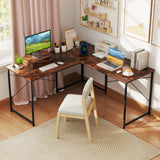 L-Shaped Computer Desk with Power Outlets