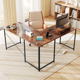 L-Shaped Computer Desk with Power Outlets