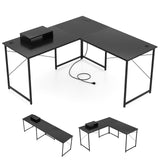 L-Shaped Computer Desk with Power Outlets