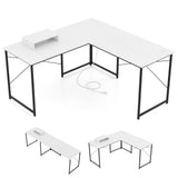 L-Shaped Computer Desk with Power Outlets