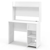 Tangkula Computer Desk with Hutch, Home Office Desk with Raised Display Shelf & 2 Open Shelves (Gray)