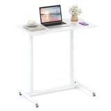 Tangkula Mobile Computer Desk with Steel Frame, Small Height Adjustable Rolling Compact Stand Up Desk on Wheels