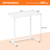 Tangkula Mobile Computer Desk with Steel Frame, Small Height Adjustable Rolling Compact Stand Up Desk on Wheels