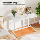 Tangkula Mobile Computer Desk with Steel Frame, Small Height Adjustable Rolling Compact Stand Up Desk on Wheels