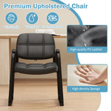 Tangkula Waiting Room Guest Chair, Home Office PU Leather Guest Chairs