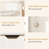Tangkula White Computer Desk with Hutch, Home Office Writing Desk