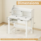 Tangkula White Computer Desk with Hutch, Home Office Writing Desk