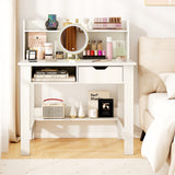 Tangkula White Computer Desk with Hutch, Home Office Writing Desk