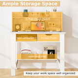 Tangkula White Computer Desk with Hutch, Home Office Writing Desk