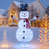 Tangkula 6 FT Pre-Lit Christmas Snowman w/Built-in Lights, Xmas Snowman w/Black Hat