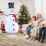 Tangkula 6 FT Pre-Lit Christmas Snowman w/Built-in Lights, Xmas Snowman w/Black Hat