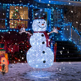 Tangkula 6 FT Pre-Lit Christmas Snowman w/Built-in Lights, Xmas Snowman w/Black Hat