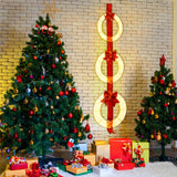Tangkula Set of 3 Christmas Lighted Wreaths, Pre-Lit Metal Wreaths on Red Ribbon w/ 450 Warm White LED Lights & Bows