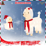 Tangkula 2-Piece Christmas Lighted Dogs, 3D Xmas Light-up Cute Poodle with 60 LED Lights, Red Scarves