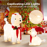 Tangkula 2-Piece Christmas Lighted Dogs, 3D Xmas Light-up Cute Poodle with 60 LED Lights, Red Scarves