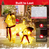 Tangkula 2-Piece Christmas Lighted Dogs, 3D Xmas Light-up Cute Poodle with 60 LED Lights, Red Scarves