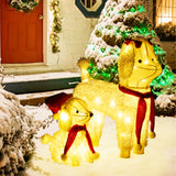 Tangkula 2-Piece Christmas Lighted Dogs, 3D Xmas Light-up Cute Poodle with 60 LED Lights, Red Scarves