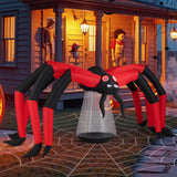 5 FT Halloween Inflatable Spider, Blow Up Yard Scary Spider with Red Tunnel Light Eyes