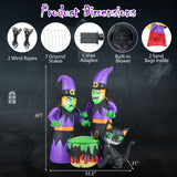 Tangkula 6 Ft Inflatable Halloween Witches, Blow up 2 Scary Witch Decoration