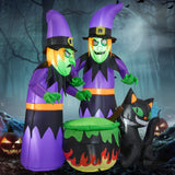 Tangkula 6 Ft Inflatable Halloween Witches, Blow up 2 Scary Witch Decoration