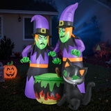 Tangkula 6 Ft Inflatable Halloween Witches, Blow up 2 Scary Witch Decoration