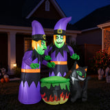 Tangkula 6 Ft Inflatable Halloween Witches, Blow up 2 Scary Witch Decoration