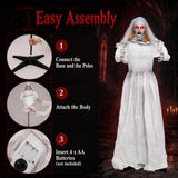 5.7 ft Animated Halloween Ghost Bride Decoration w/ Turning Head