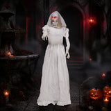 5.7 ft Animated Halloween Ghost Bride Decoration w/ Turning Head