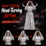 5.7 ft Animated Halloween Ghost Bride Decoration w/ Turning Head