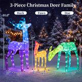 3-Piece RGB Lighted Christmas Deer Family Set with APP Control