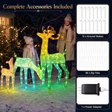 3-Piece RGB Lighted Christmas Deer Family Set with APP Control
