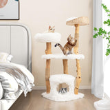 Tangkula Cat Tree for Indoor Cats, Solid Wood Modern Cat Tower with Top Cattail Basket Cat Bed