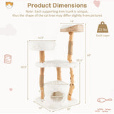 Tangkula Cat Tree for Indoor Cats, Solid Wood Modern Cat Tower with Top Cattail Basket Cat Bed