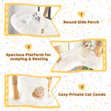 Tangkula Cat Tree for Indoor Cats, Cute Cat Tree with Scratching Posts for Large Cats, Modern Cat Tower with Top Cattail Basket Cat Bed