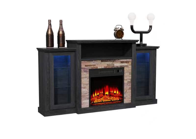 Tangkula Electric Fireplace TV Stand, Electric Fireplace Mantel with 16-Color Led Lights
