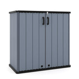 Tangkula 175 Gallon All-Weather Outdoor Storage Box with Lockable Door & Removable Shelf