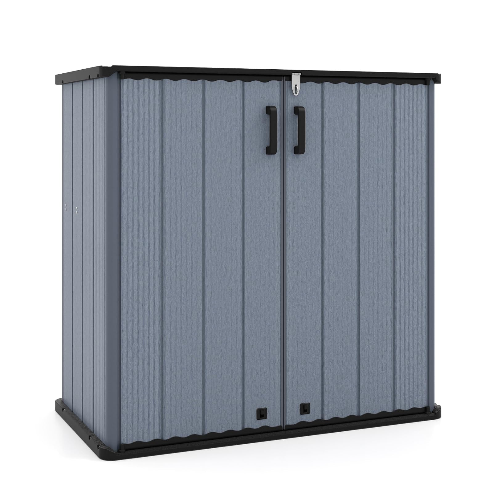 Tangkula 175 Gallon All-Weather Outdoor Storage Box with Lockable Door & Removable Shelf