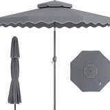 Tangkula 10.5 FT Scalloped Patio Umbrella with Tilt Adjustment & Crank