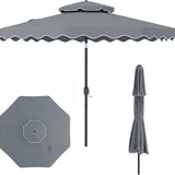 Tangkula 9.5 FT Scalloped Patio Umbrella with Tilt Adjustment & Crank