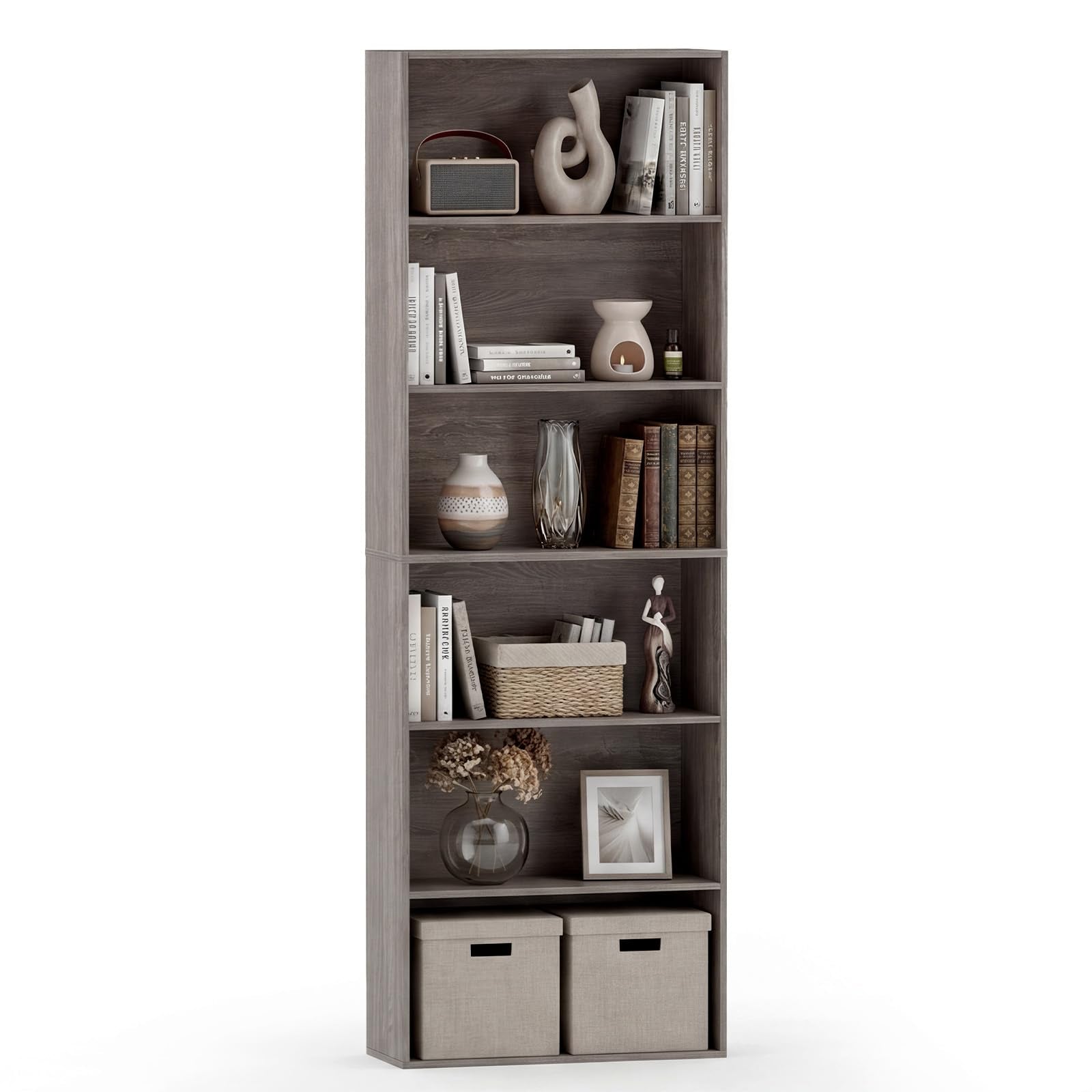 Tangkula 6-Tier Bookcase, 70” Tall Freestanding Bookshelf with 6 Open Shelves