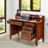 Tangkula 48" Computer Desk with 4 Storage Drawers & Hutch, Home Office Desk Vintage Desk