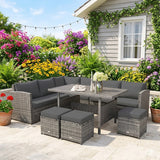 7 Pieces Patio Furniture Set, Outdoor Sectional Rattan Sofa Set with Cushions
