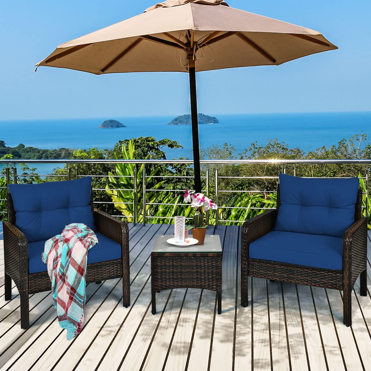 Patio Bar Table Set Tangkula Piece Patio Bar Set, Outdoor Rattan