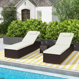 Tangkula Patio Chaise Lounge, Outdoor PE Rattan Lounge Chair w/ 6-Level Backrest
