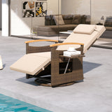 Tangkula Patio Rattan 360 Degree Swivel Recliner Chair, Wicker Lounge Chair w/Adjustable Backrest & Footrest