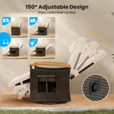 Tangkula Patio Rattan 360 Degree Swivel Recliner Chair, Wicker Lounge Chair w/Adjustable Backrest & Footrest