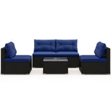Tangkula 5 Piece Rattan Sofa Set, Outdoor Wicker Furniture Set w/Seat & Back Cushions