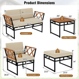 Tangkula 7 Piece Patio Acacia Wood Cushioned Sectional Sofa Set