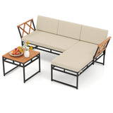 Tangkula 3 Pieces L-Shaped Outdoor Furniture Set